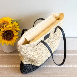 Elena Handbags Large Straw Woven Summer Tote