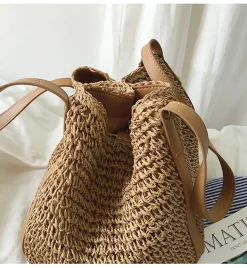Elena Handbags Large Straw Woven Tote Bag
