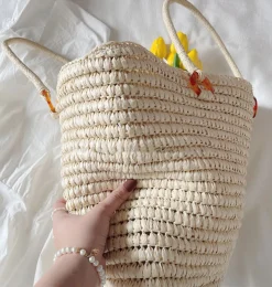 Elena Handbags Large Straw Tote Bag