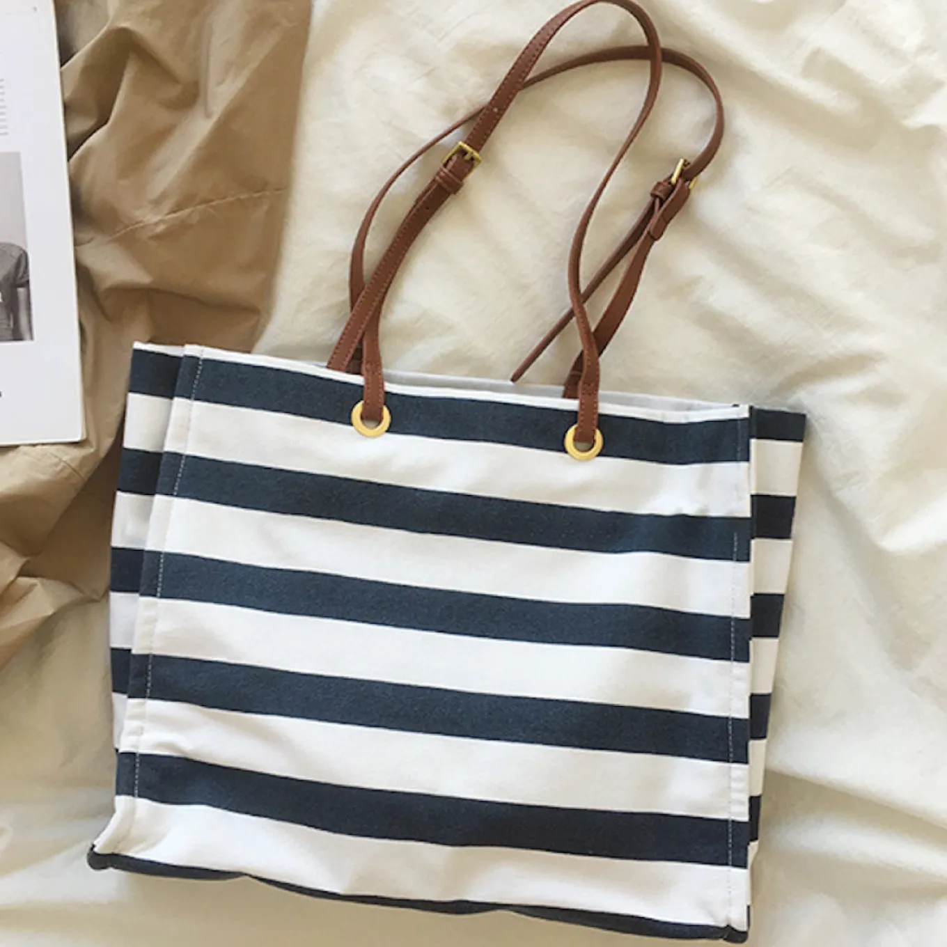 Elena Handbags Large Striped Tote Handbags