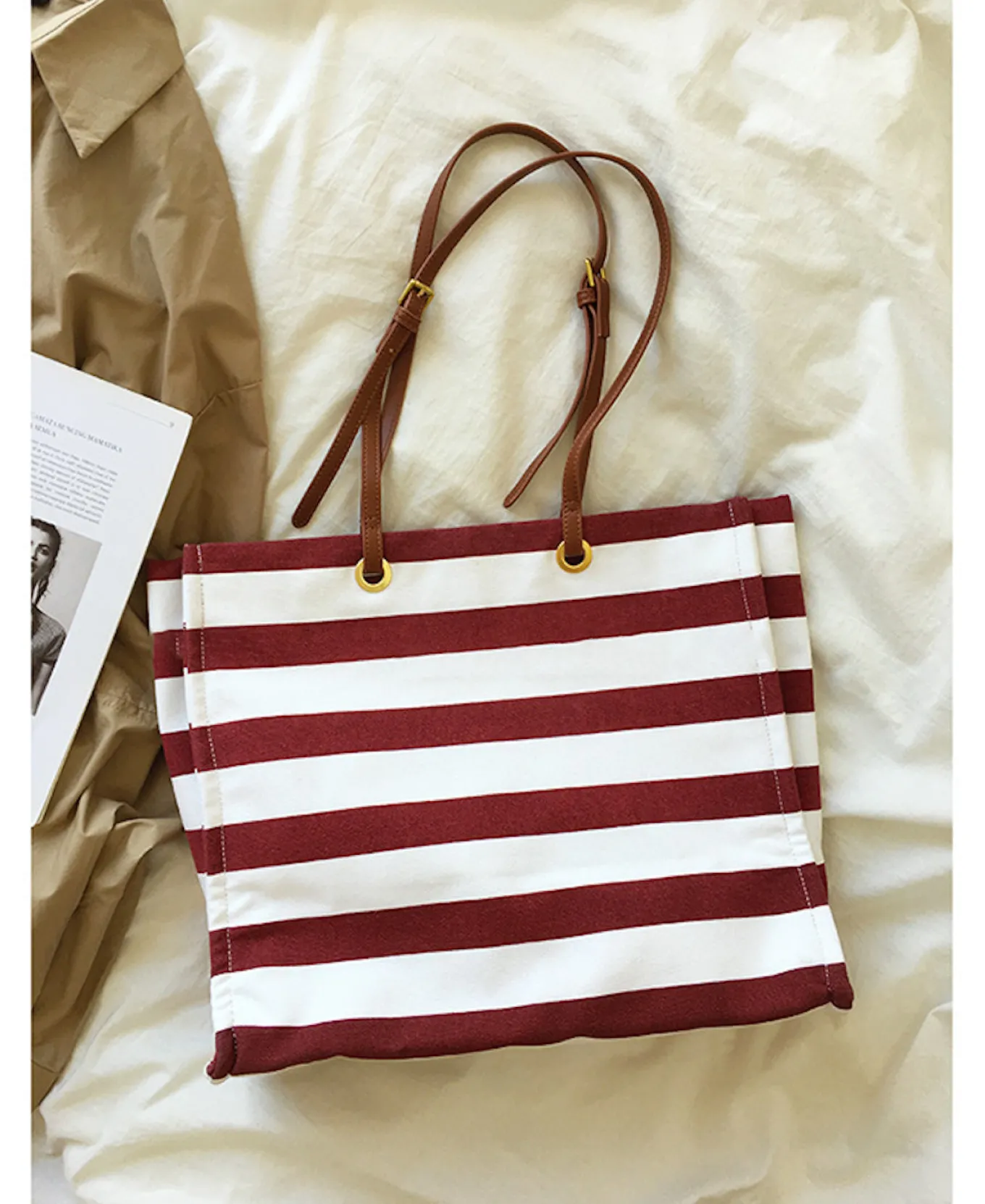Elena Handbags Large Striped Tote Handbags