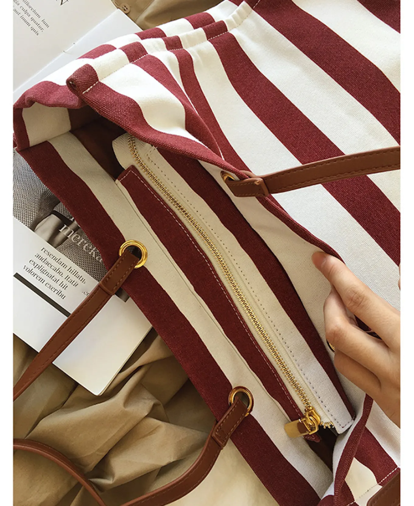 Elena Handbags Large Striped Tote Handbags