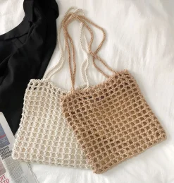 Elena Handbags Lightweight Cotton Knitted Shoulder Bag