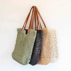 Elena Handbags Lightweight Straw Woven Square Tote Bag