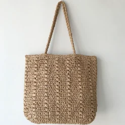 Elena Handbags Lightweight Straw Woven Square Tote Bag