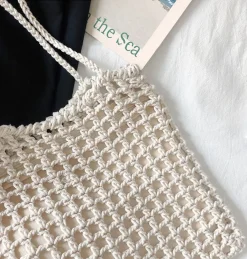 Elena Handbags Lightweight Cotton Knitted Shoulder Bag