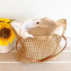 Elena Handbags Lightweight Straw Woven Square Tote Bag