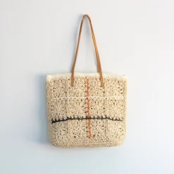 Elena Handbags Lightweight Straw Woven Tote with Floral Designs