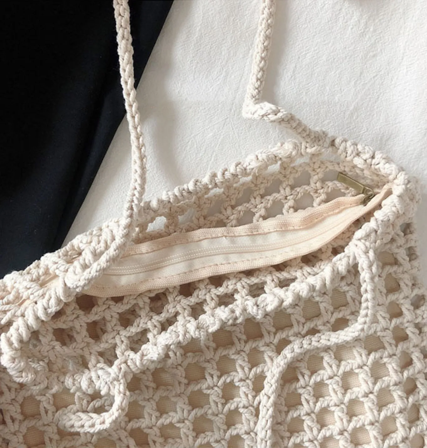 Elena Handbags Lightweight Cotton Knitted Shoulder Bag