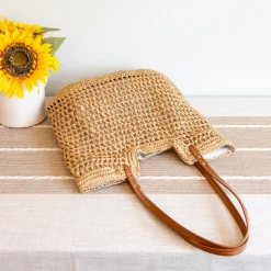 Elena Handbags Lightweight Straw Woven Square Tote Bag