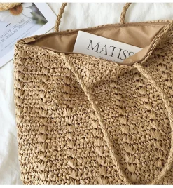 Elena Handbags Lightweight Straw Woven Square Tote Bag