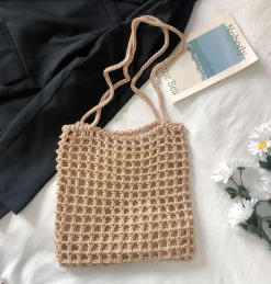 Elena Handbags Lightweight Cotton Knitted Shoulder Bag
