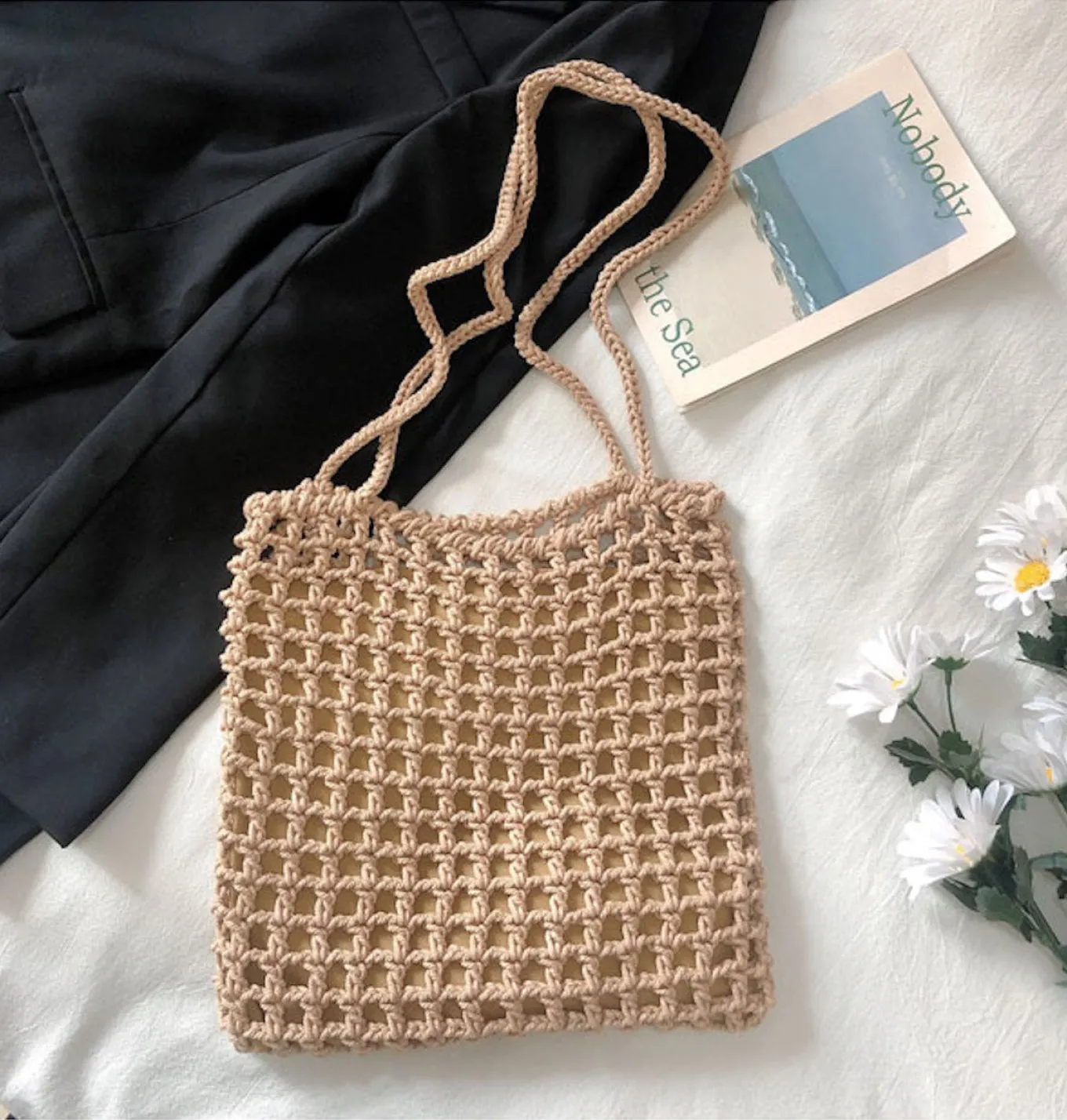 Elena Handbags Lightweight Cotton Knitted Shoulder Bag