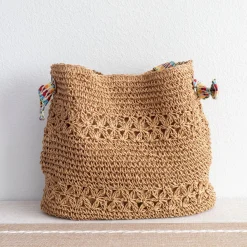 Elena Handbags Lightweight Straw Woven Summer Tote