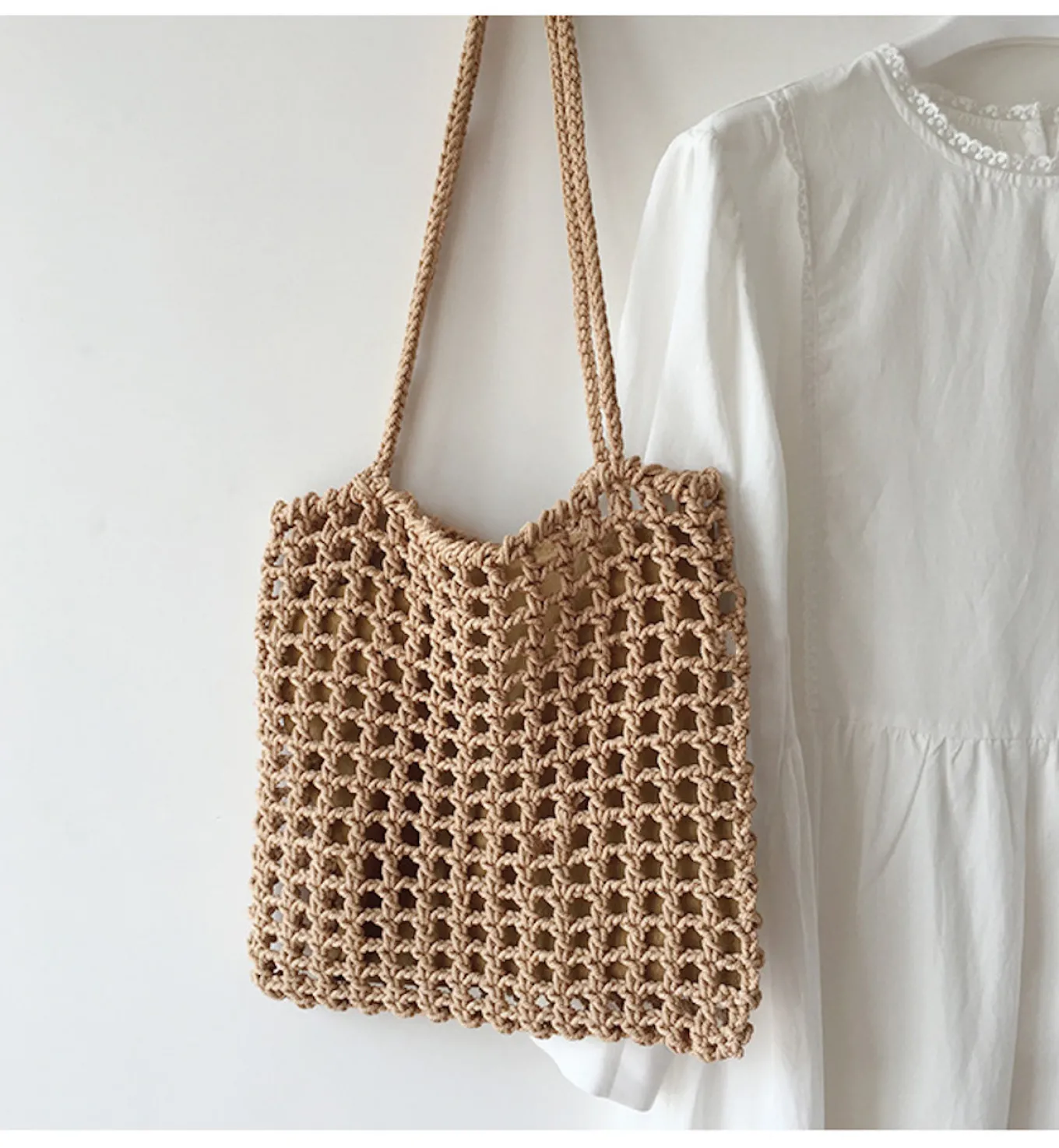 Elena Handbags Lightweight Cotton Knitted Shoulder Bag
