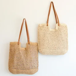 Elena Handbags Lightweight Straw Woven Square Tote Bag