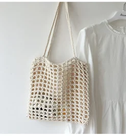 Elena Handbags Lightweight Cotton Knitted Shoulder Bag