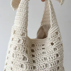 Elena Handbags Medium Crochet Cotton Bucket Bag