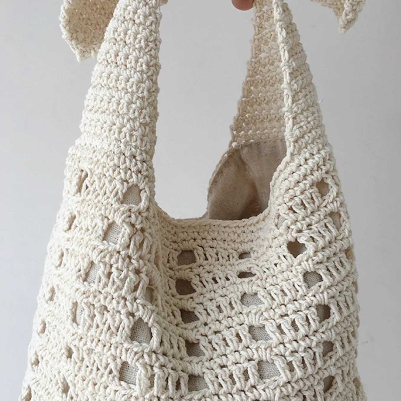 Elena Handbags Medium Crochet Cotton Bucket Bag