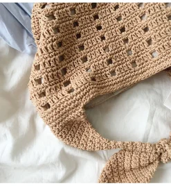 Elena Handbags Medium Crochet Cotton Bucket Bag
