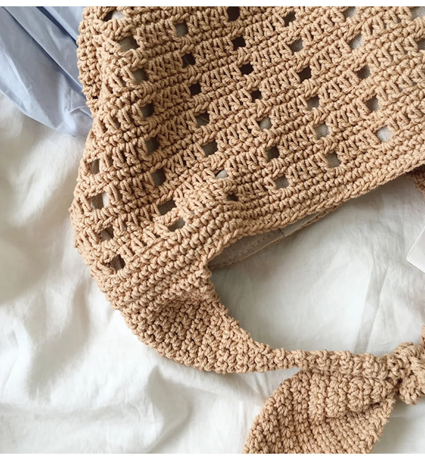 Elena Handbags Medium Crochet Cotton Bucket Bag