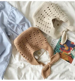 Elena Handbags Medium Crochet Cotton Bucket Bag
