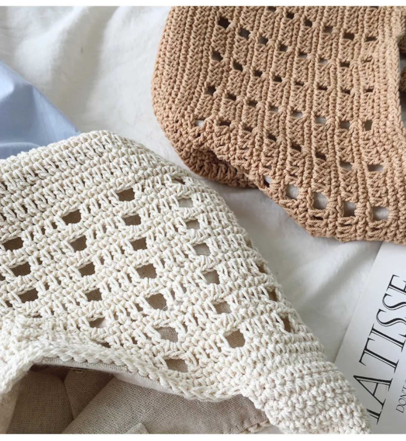 Elena Handbags Medium Crochet Cotton Bucket Bag
