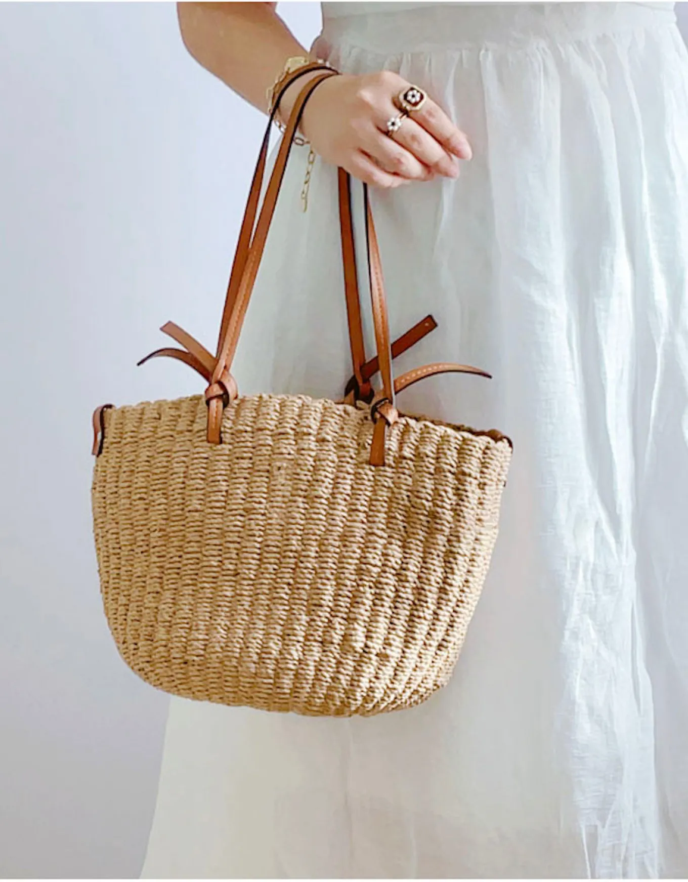 Elena Handbags Medium Summer Basket Tote