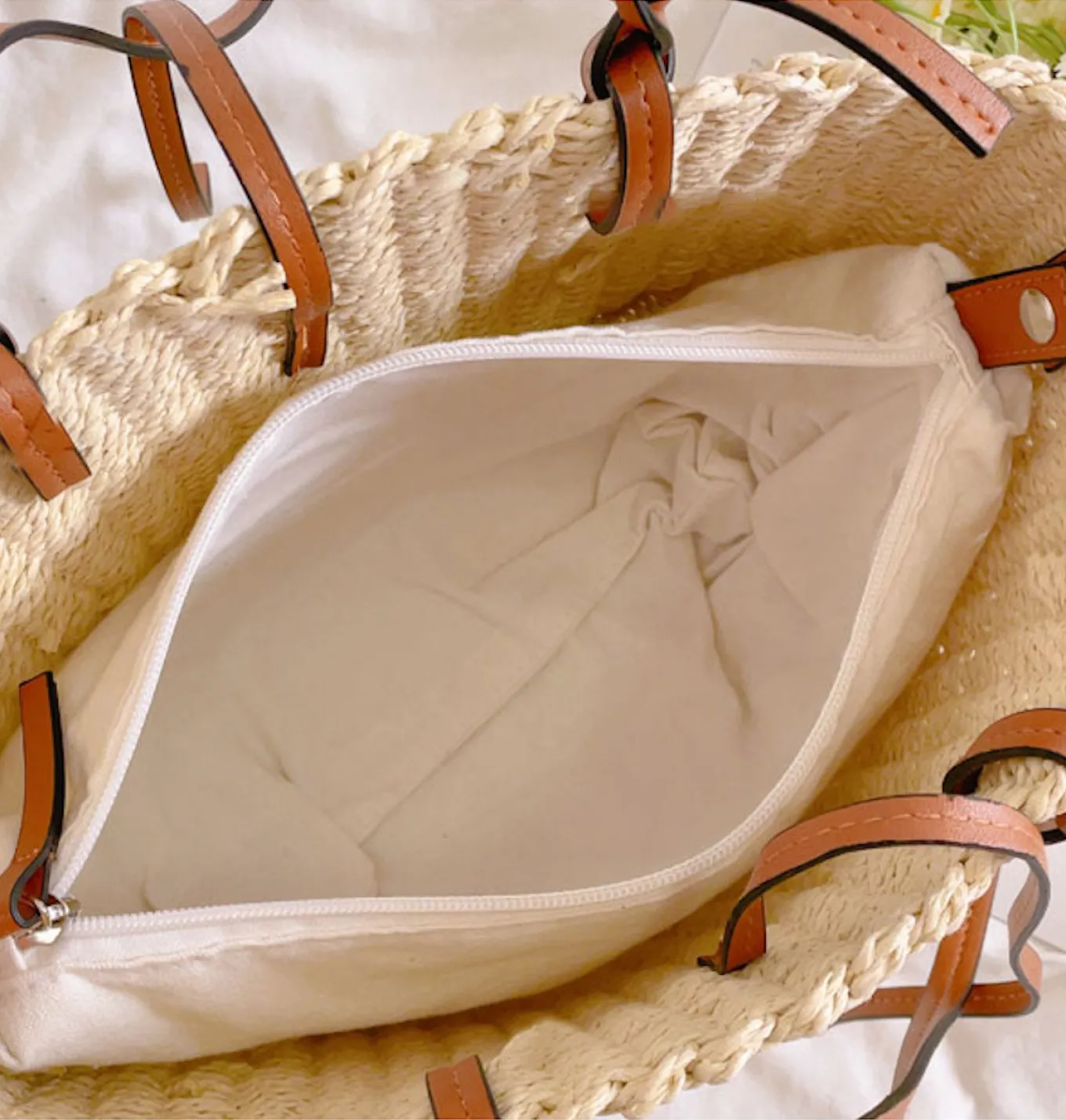 Elena Handbags Medium Summer Basket Tote