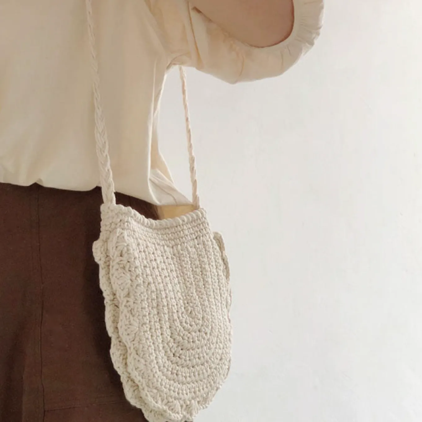 Elena Handbags Mini Cotton Knitted Shoulder Bag