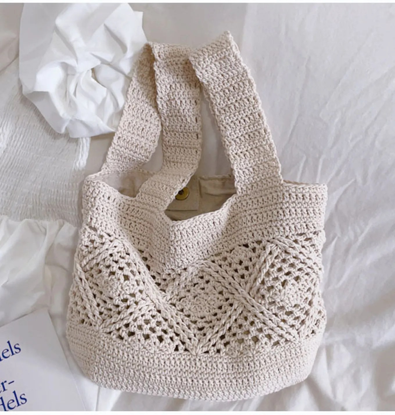 Elena Handbags Minimalistic Cotton Bucket Shoulder Bag