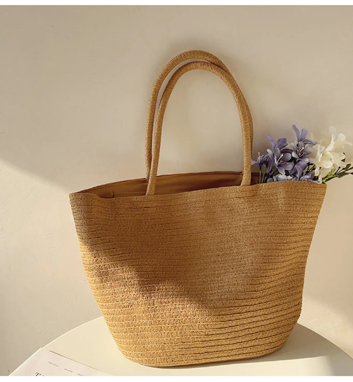 Elena Handbags Modern Style Straw Woven Tote Bag