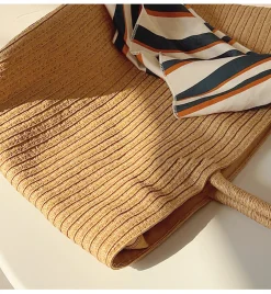 Elena Handbags Modern Style Straw Woven Tote Bag