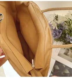 Elena Handbags Modern Style Straw Woven Tote Bag