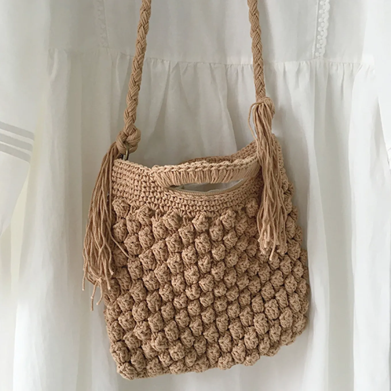 Elena Handbags Natural Cotton Fashion Casual Shoulder Bag
