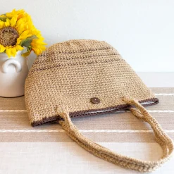 Elena Handbags Natural Cotton Jute Basket Shoulder Bag