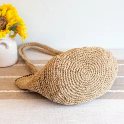 Elena Handbags Natural Cotton Jute Basket Shoulder Bag