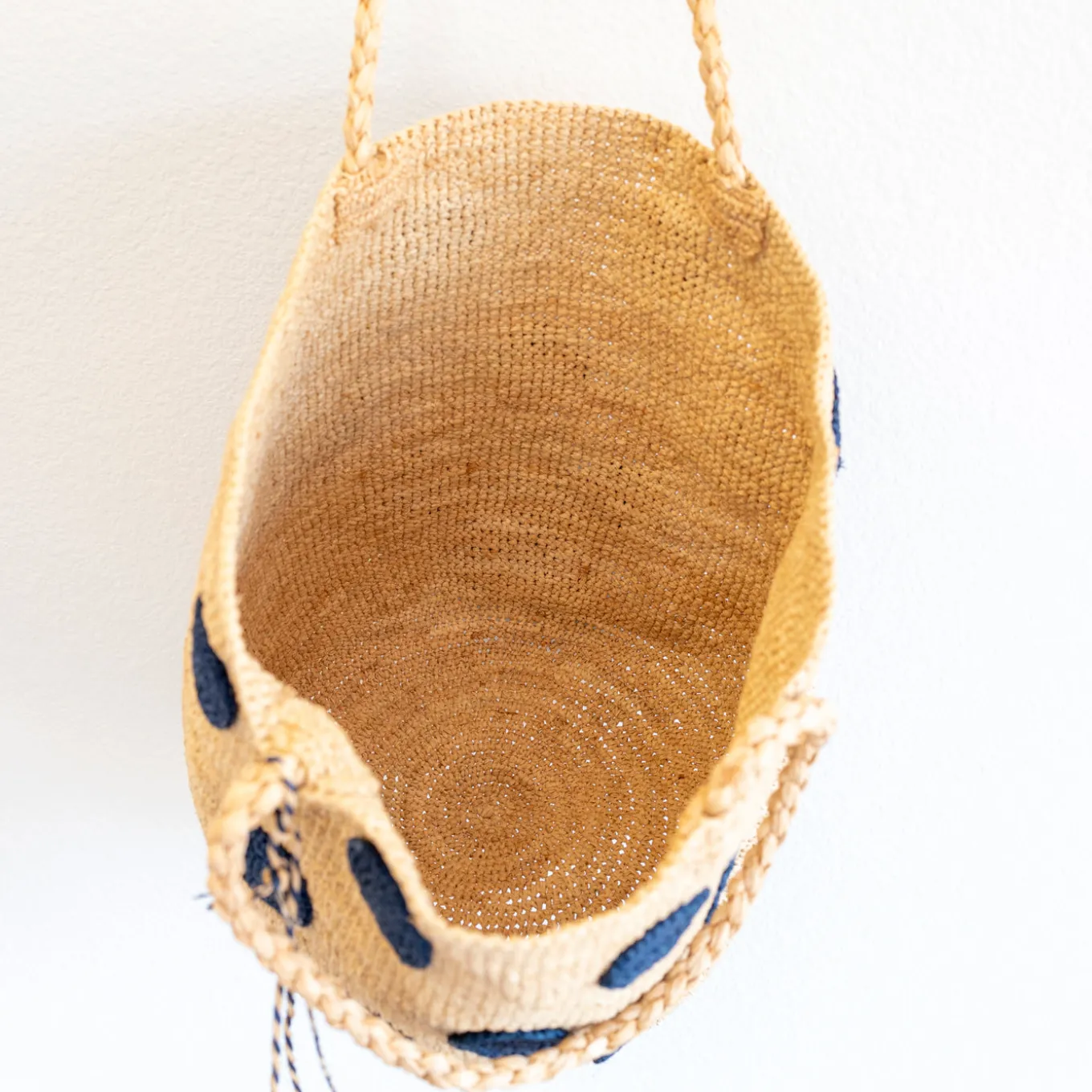 Elena Handbags Natural Raffia Polka Dot Summer Beach Shoulder Tote