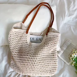 Elena Handbags Oversized Cotton Knitted Shoulder Bag