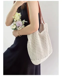 Elena Handbags Oversized Cotton Knitted Shoulder Bag