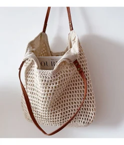 Elena Handbags Oversized Cotton Knitted Shoulder Bag
