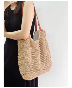 Elena Handbags Oversized Cotton Knitted Shoulder Bag