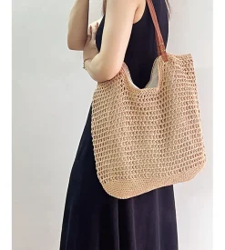 Elena Handbags Oversized Cotton Knitted Shoulder Bag