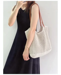 Elena Handbags Oversized Cotton Knitted Shoulder Bag