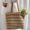 Elena Handbags Patterned Straw Woven Tote Shoulder Bag