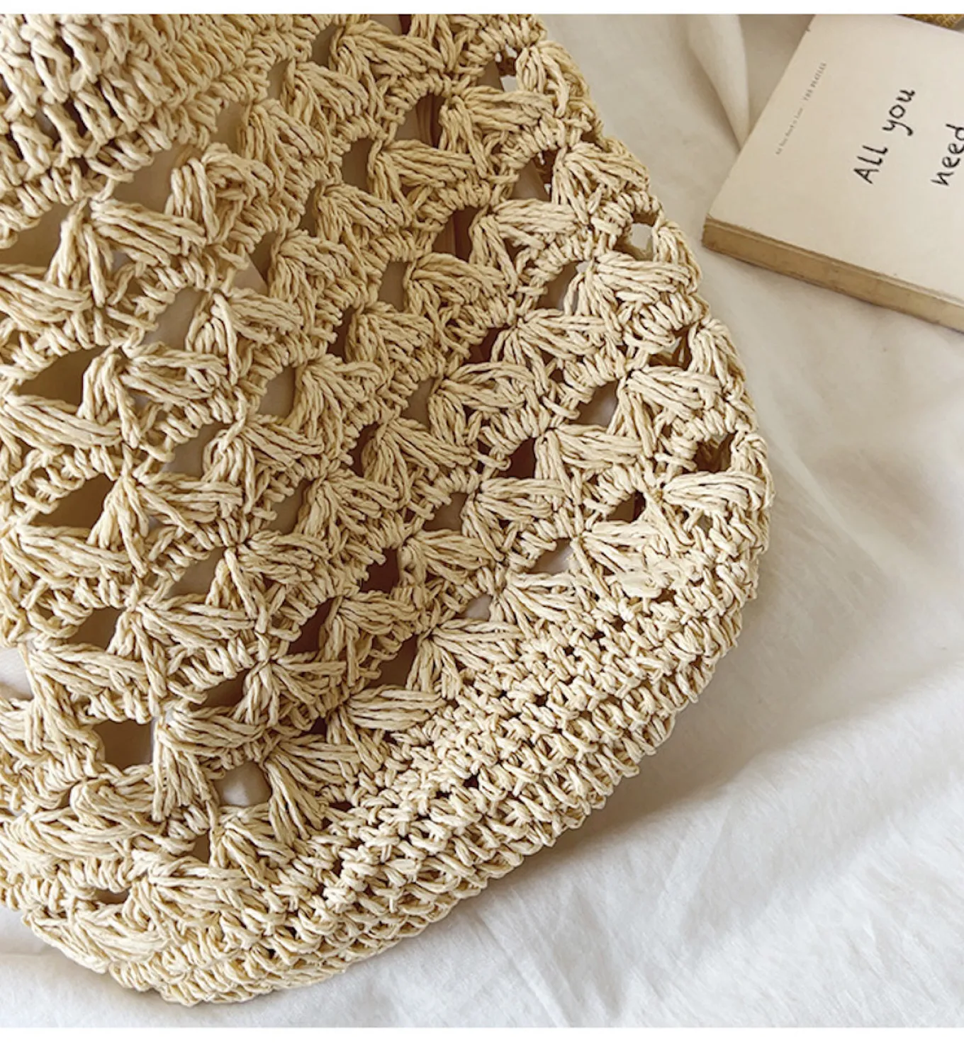 Elena Handbags Patterned Straw Shoulder Bucket Bag