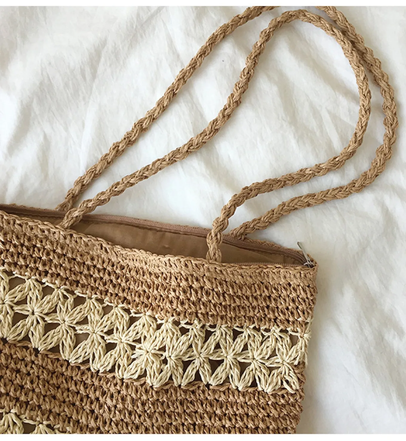 Elena Handbags Patterned Straw Woven Tote Bag