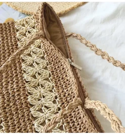 Elena Handbags Patterned Straw Woven Tote Bag