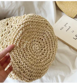 Elena Handbags Patterned Straw Shoulder Bucket Bag