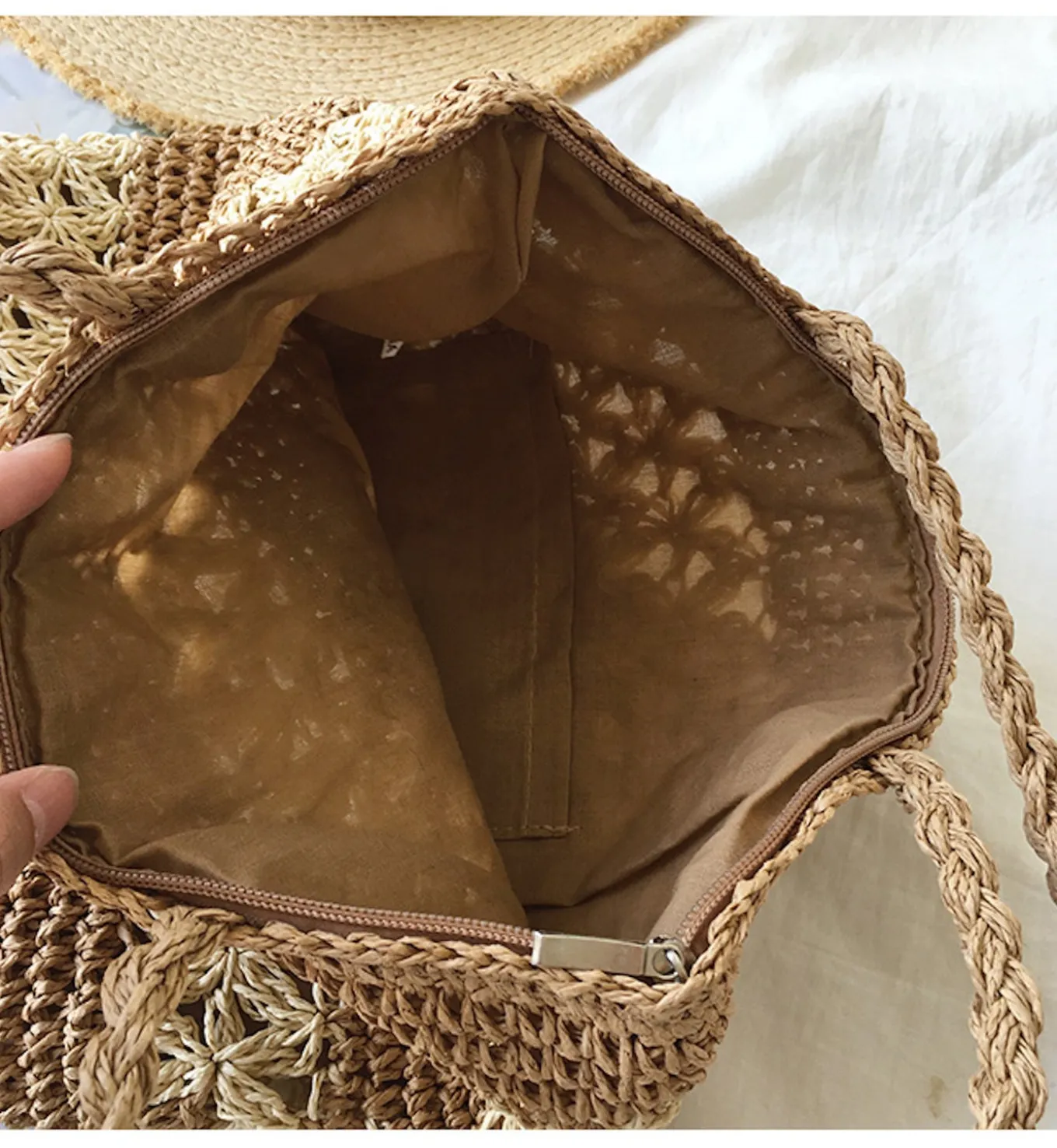 Elena Handbags Patterned Straw Woven Tote Bag